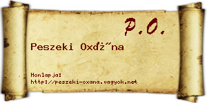 Peszeki Oxána névjegykártya